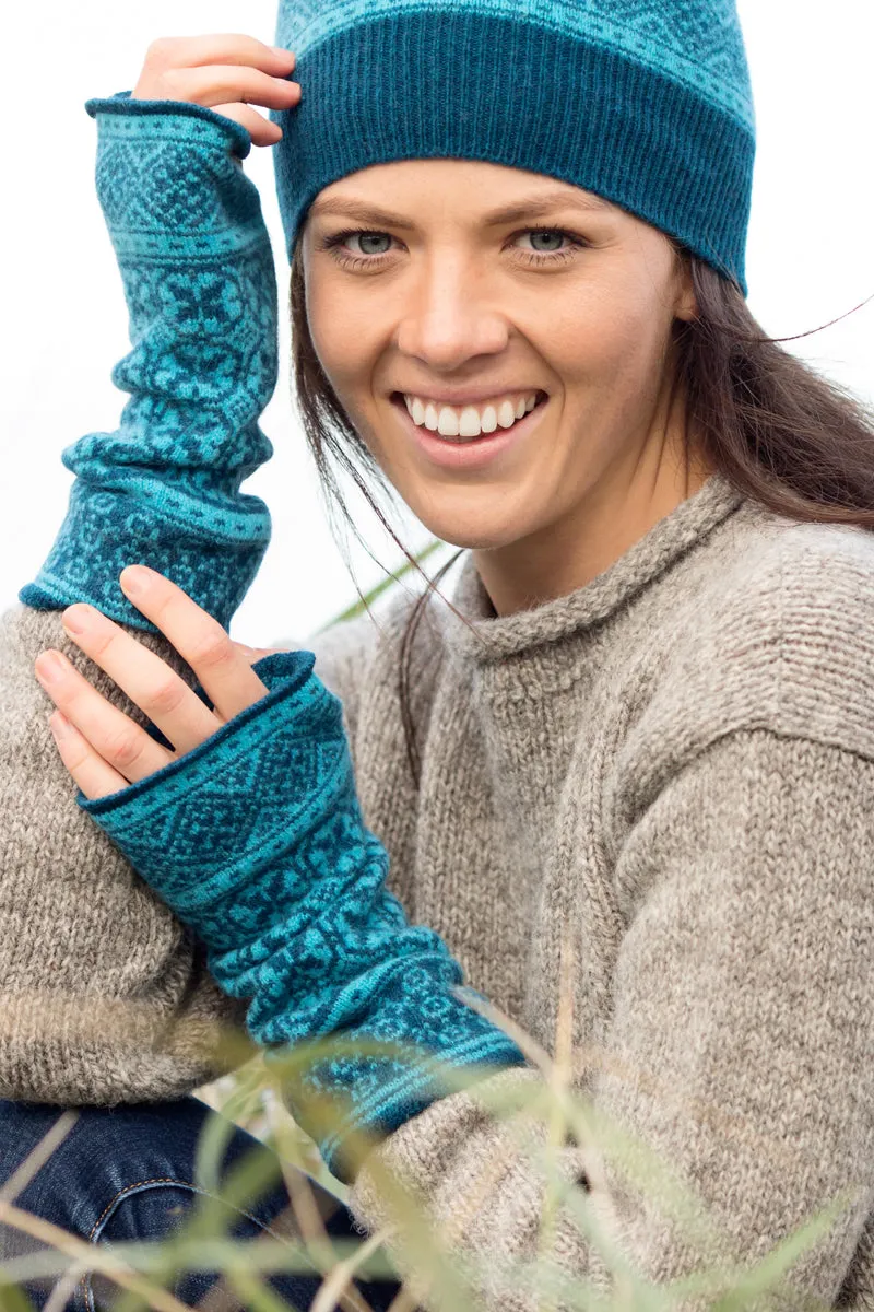 Rubislaw Fair isle wrist warmer fingerless gloves - Navy