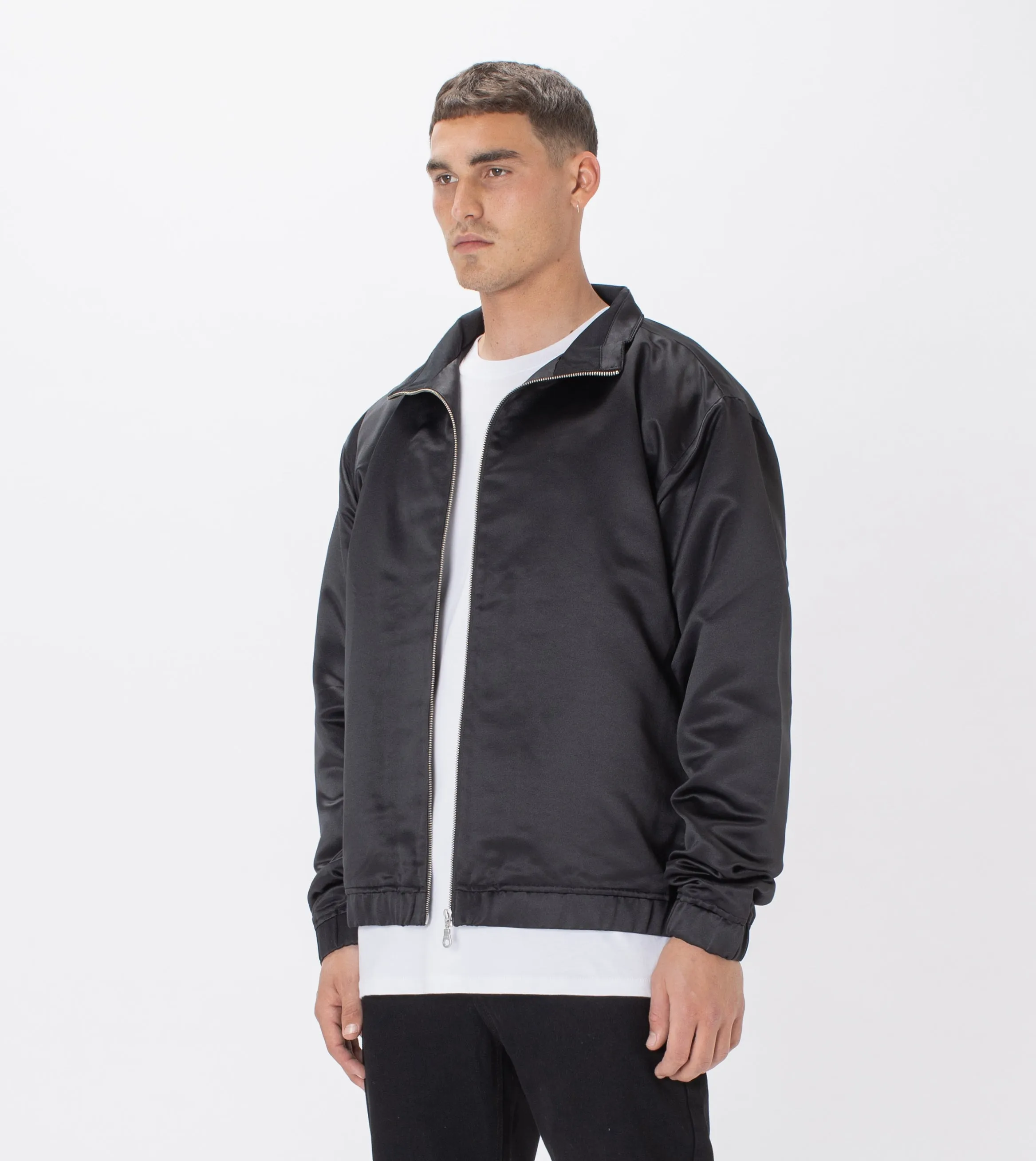 Satin Track Jacket Black