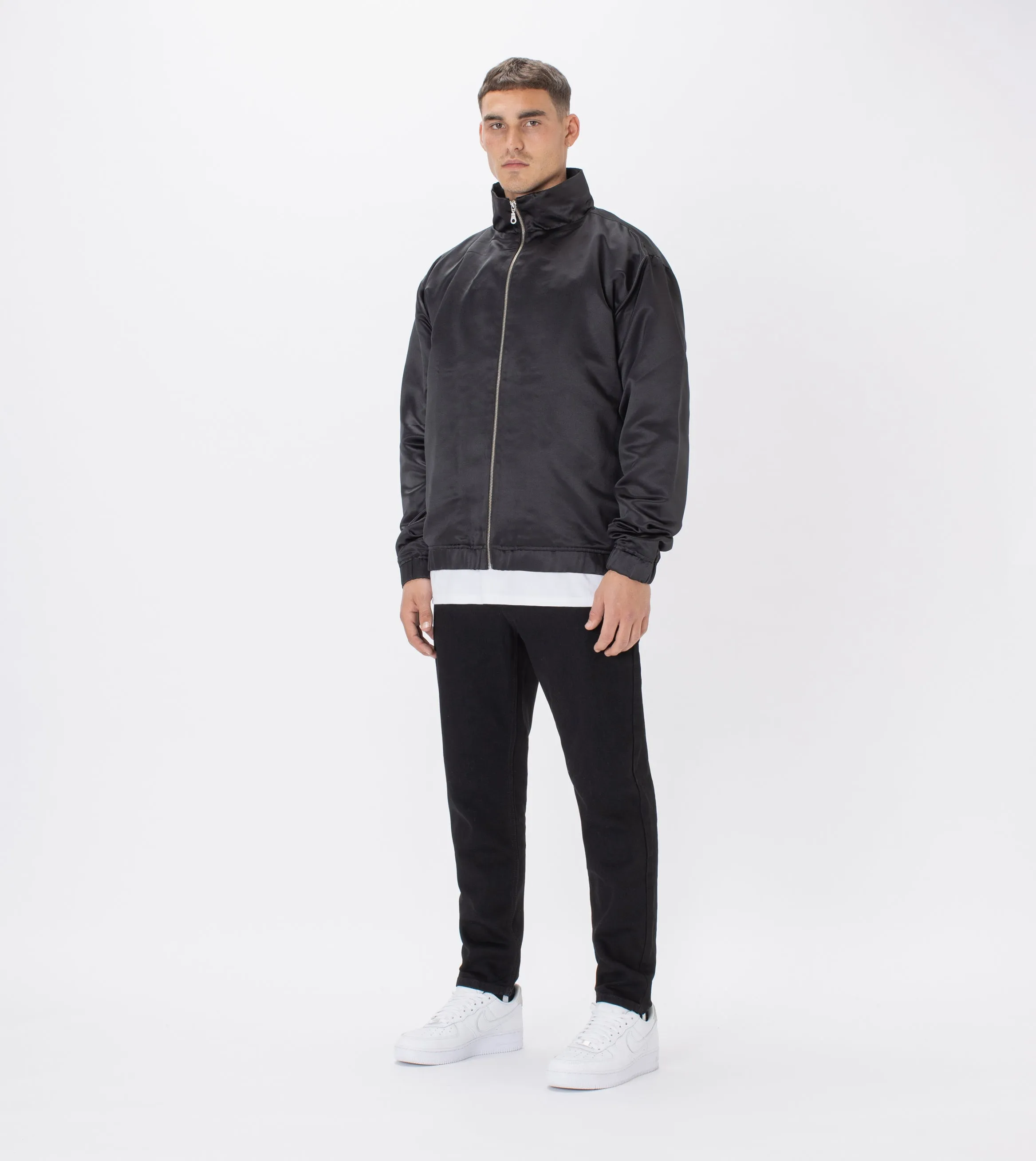 Satin Track Jacket Black