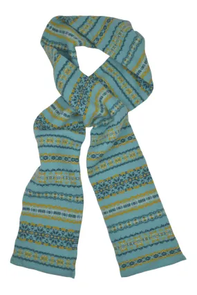 Scalloway Fair isle scarf - Aqua