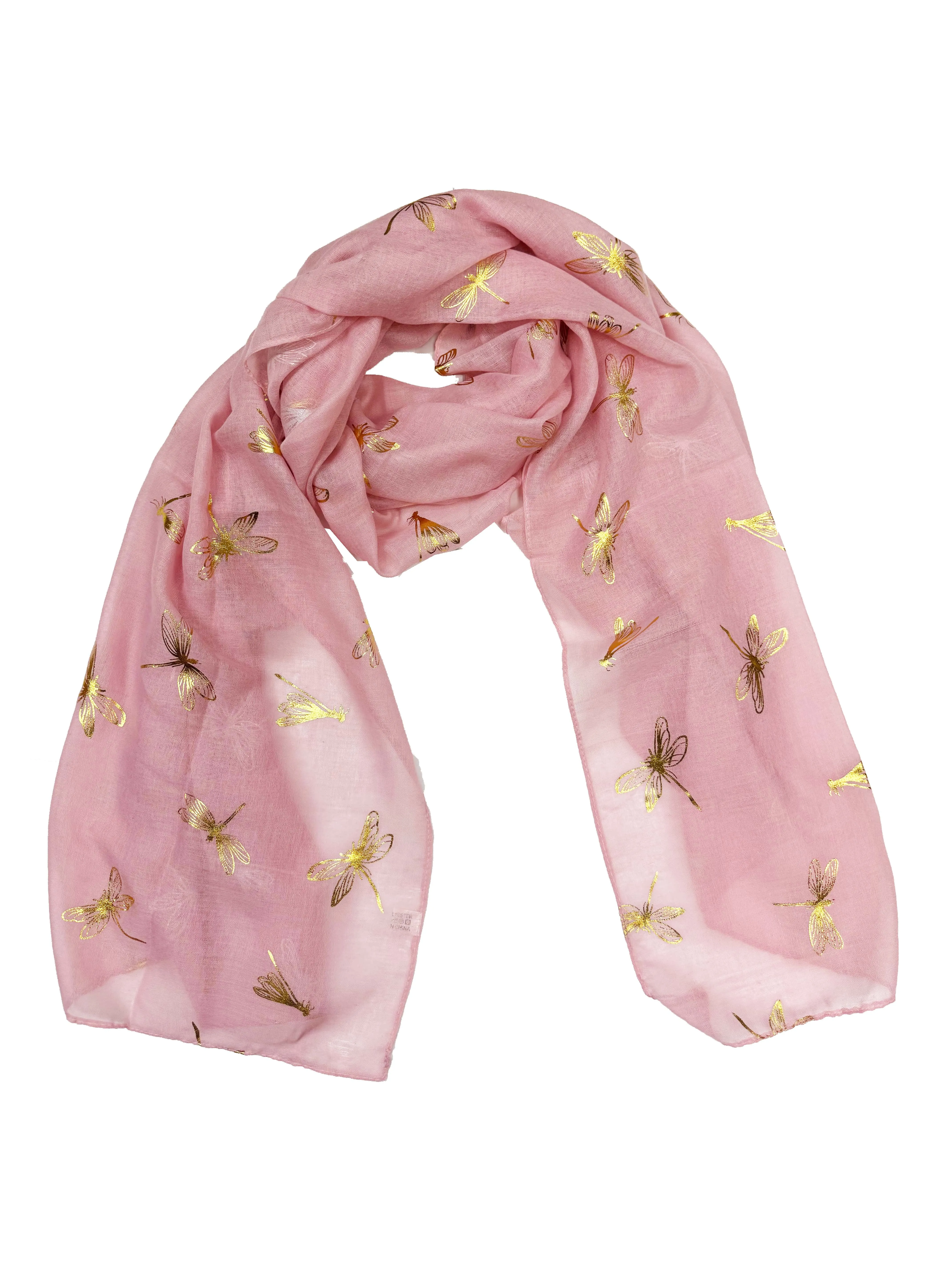 Scarf with Large Gold Foil Dragonfly Print