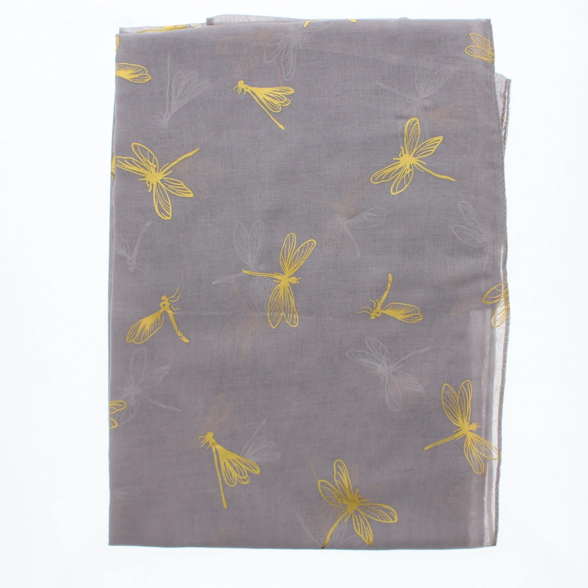 Scarf with Large Gold Foil Dragonfly Print