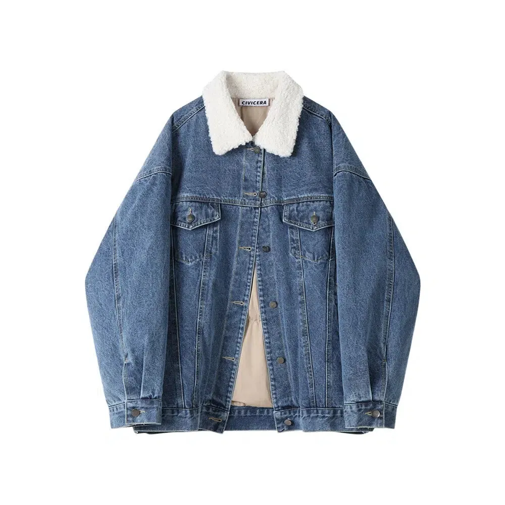 Sherpa-Lined Denim Jacket