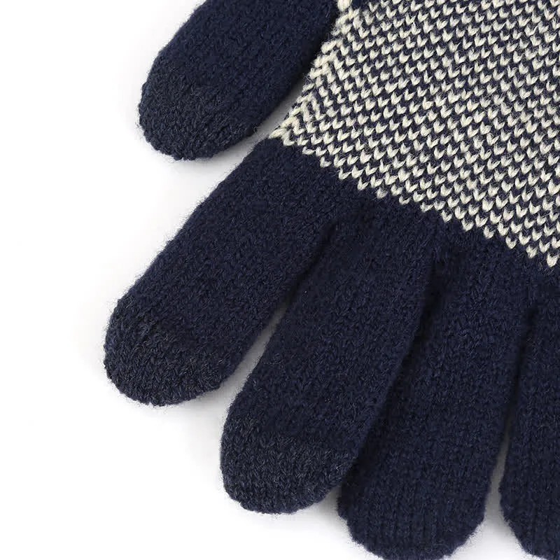 Snowflake Pattern Winter Thicken Knitted Gloves