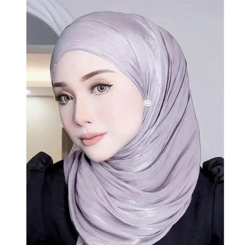 Solid Color Thin Plain Satin Long Hijab (MH051)