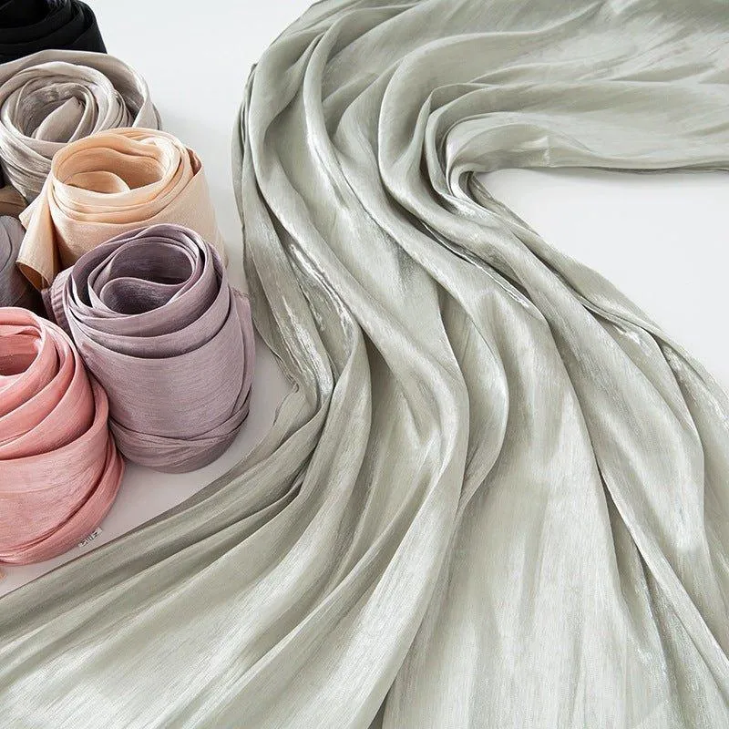 Solid Color Thin Plain Satin Long Hijab (MH051)