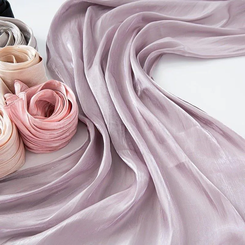 Solid Color Thin Plain Satin Long Hijab (MH051)