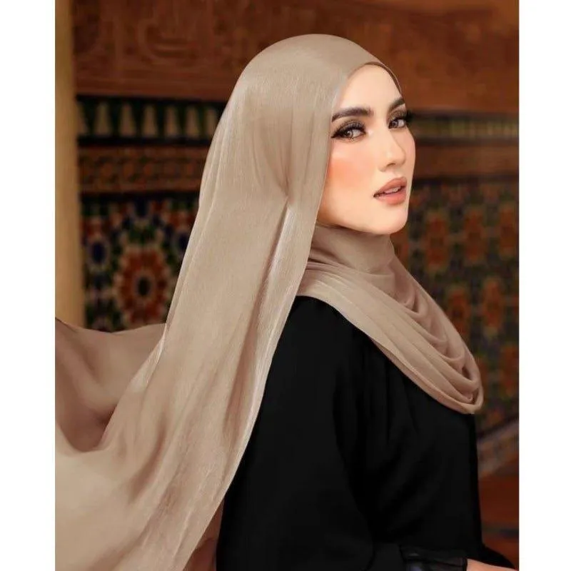 Solid Color Thin Plain Satin Long Hijab (MH051)