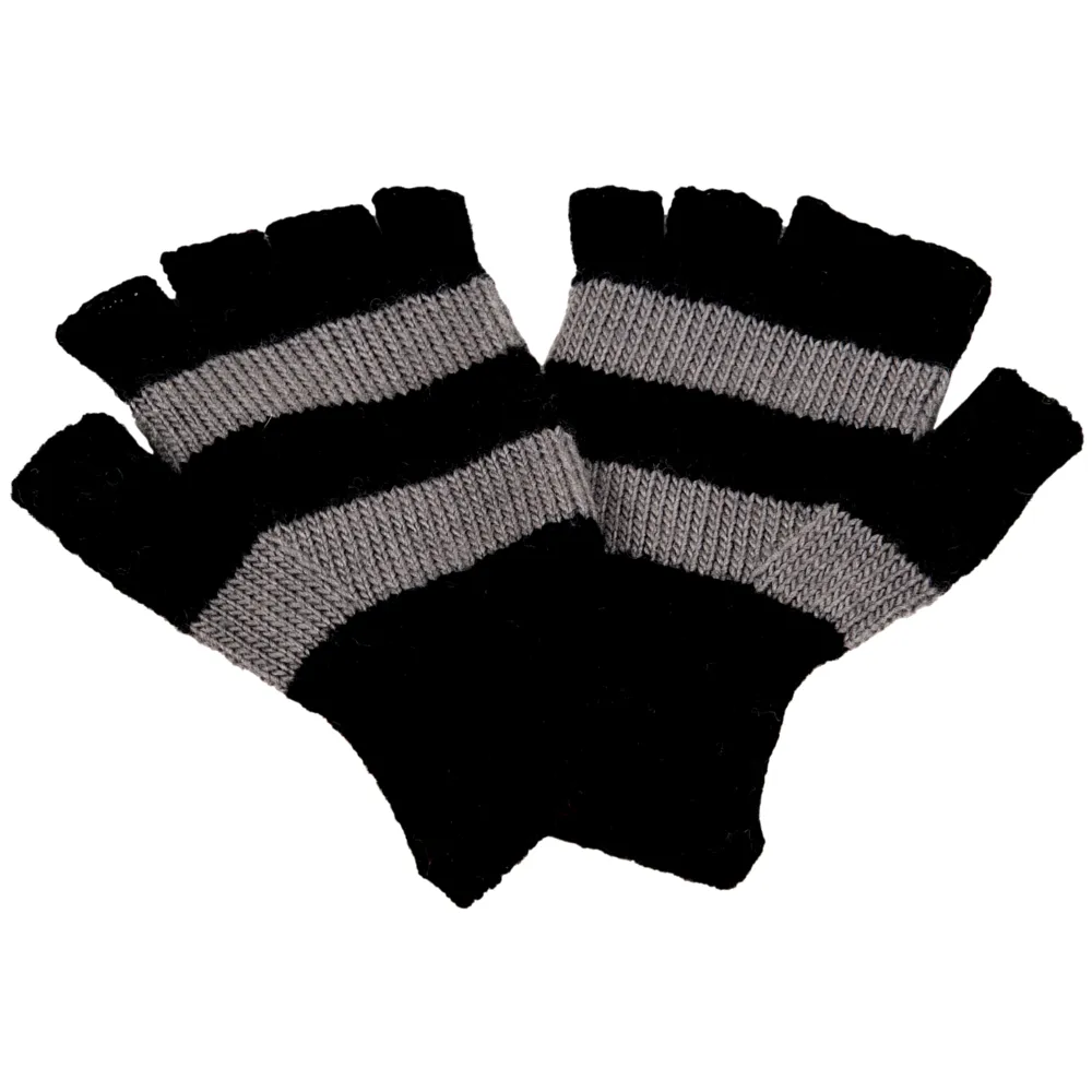 Striped and Solid Fingerless Gloves