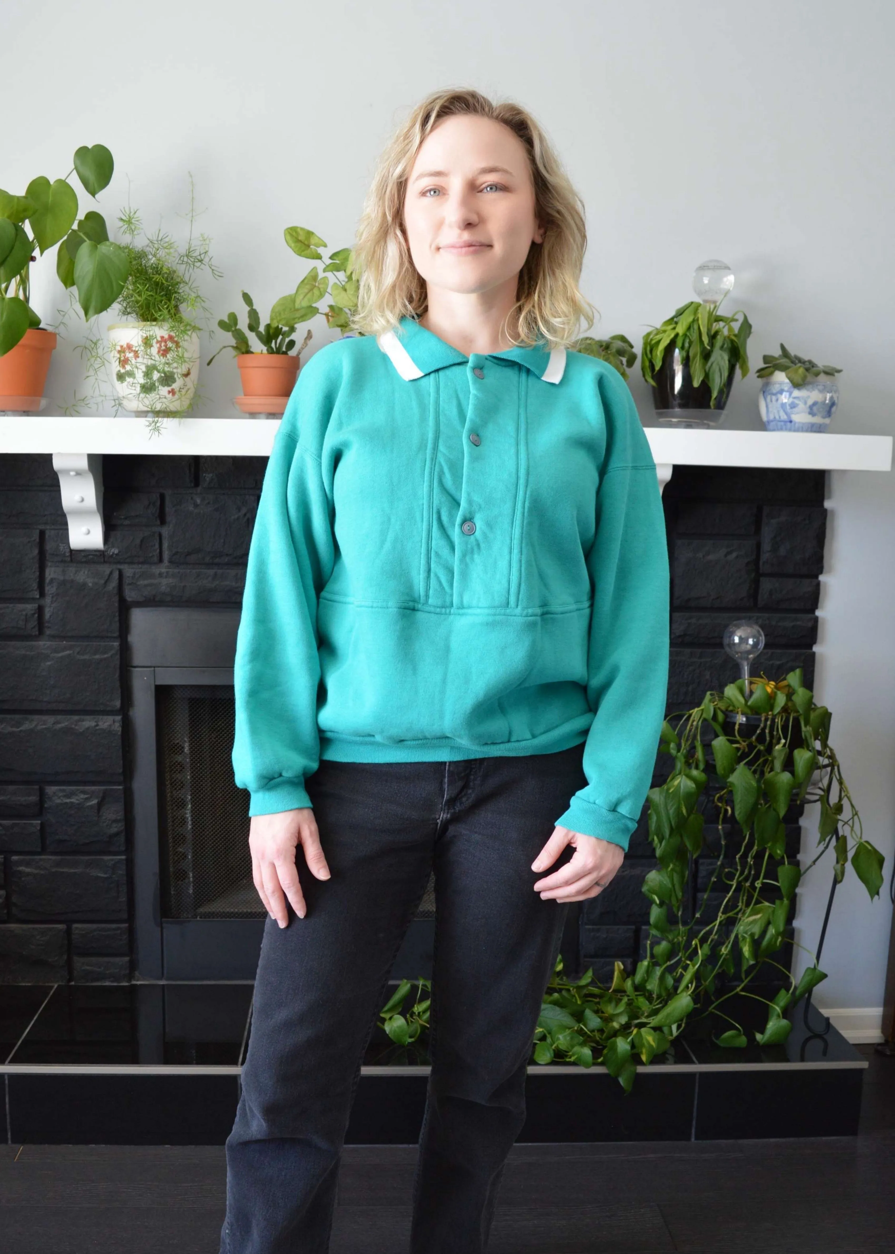 Teal Collared Sweatshirt | M-L