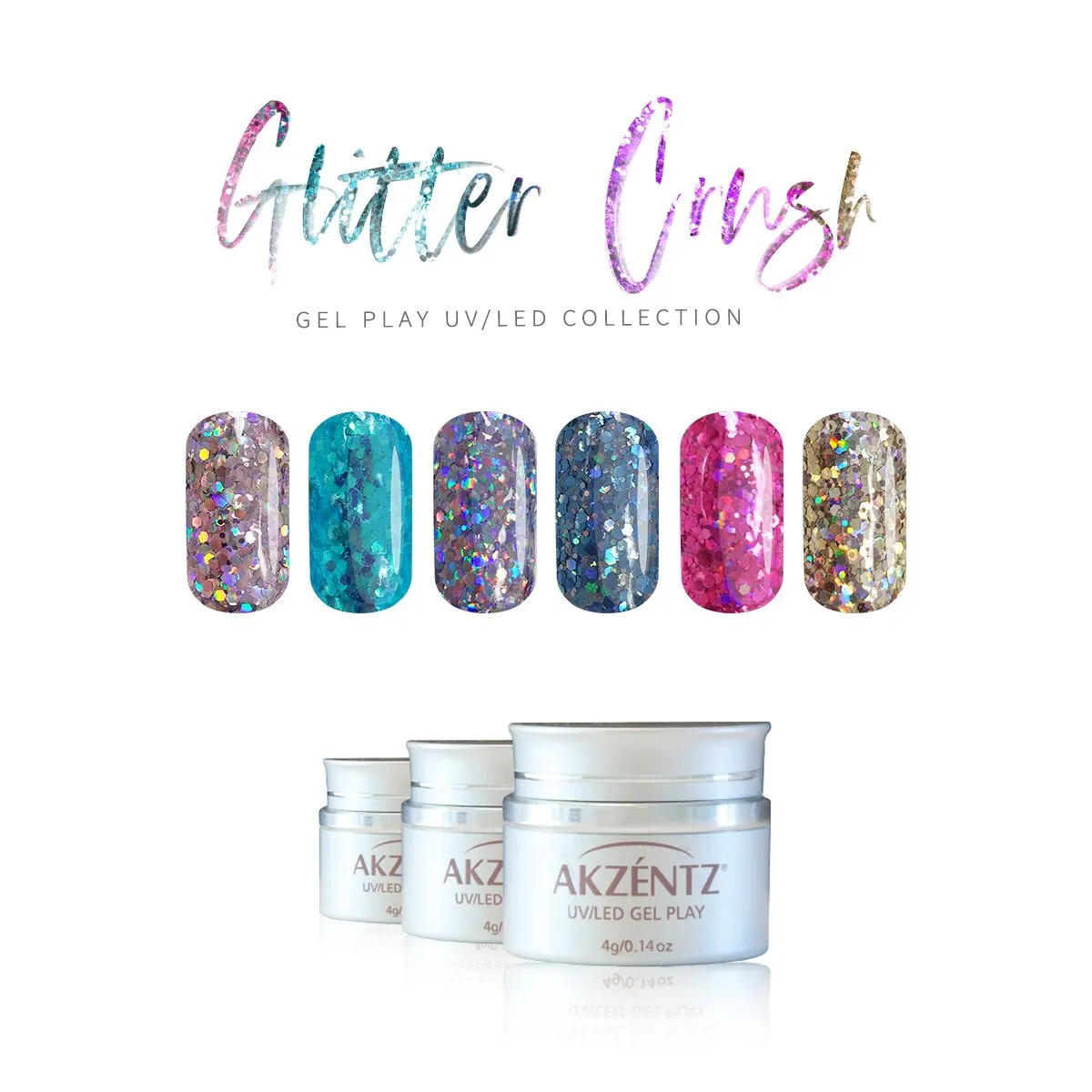 Teal Crush Glitter Gel - Akzentz Gel Play UV/LED