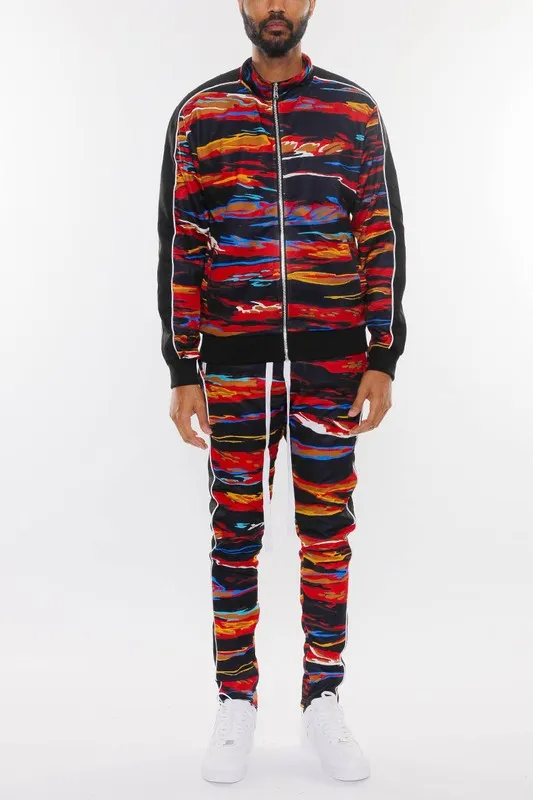 TEEK - MENS PRINT FULL ZIP TRACK SUIT SET