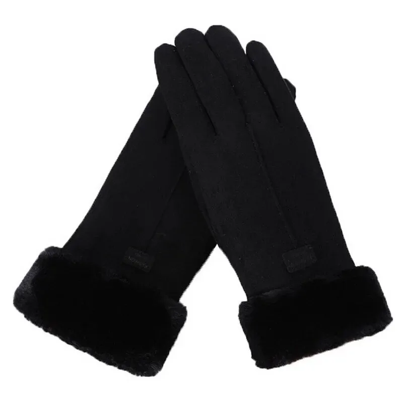 Trendy Cashmere Leather Touch Screen  Gloves