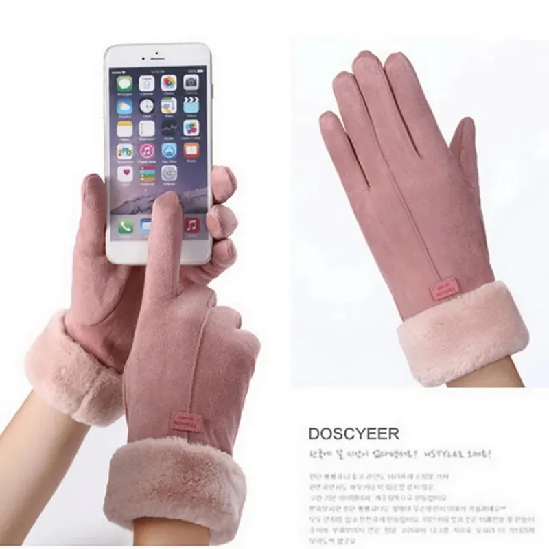 Trendy Cashmere Leather Touch Screen  Gloves