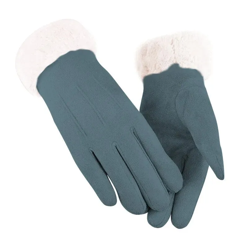 Trendy Cashmere Leather Touch Screen  Gloves