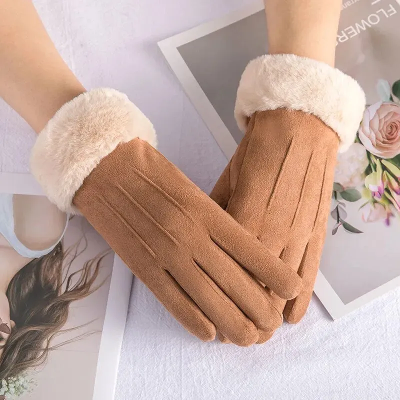 Trendy Cashmere Leather Touch Screen  Gloves