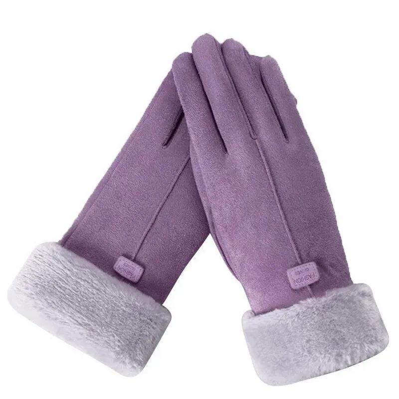 Trendy Cashmere Leather Touch Screen  Gloves