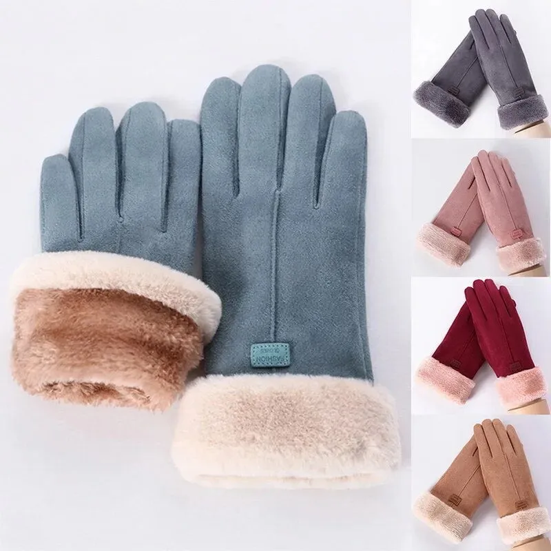 Trendy Cashmere Leather Touch Screen  Gloves