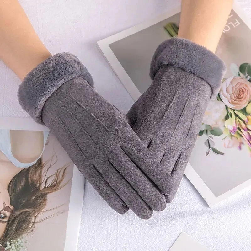 Trendy Cashmere Leather Touch Screen  Gloves