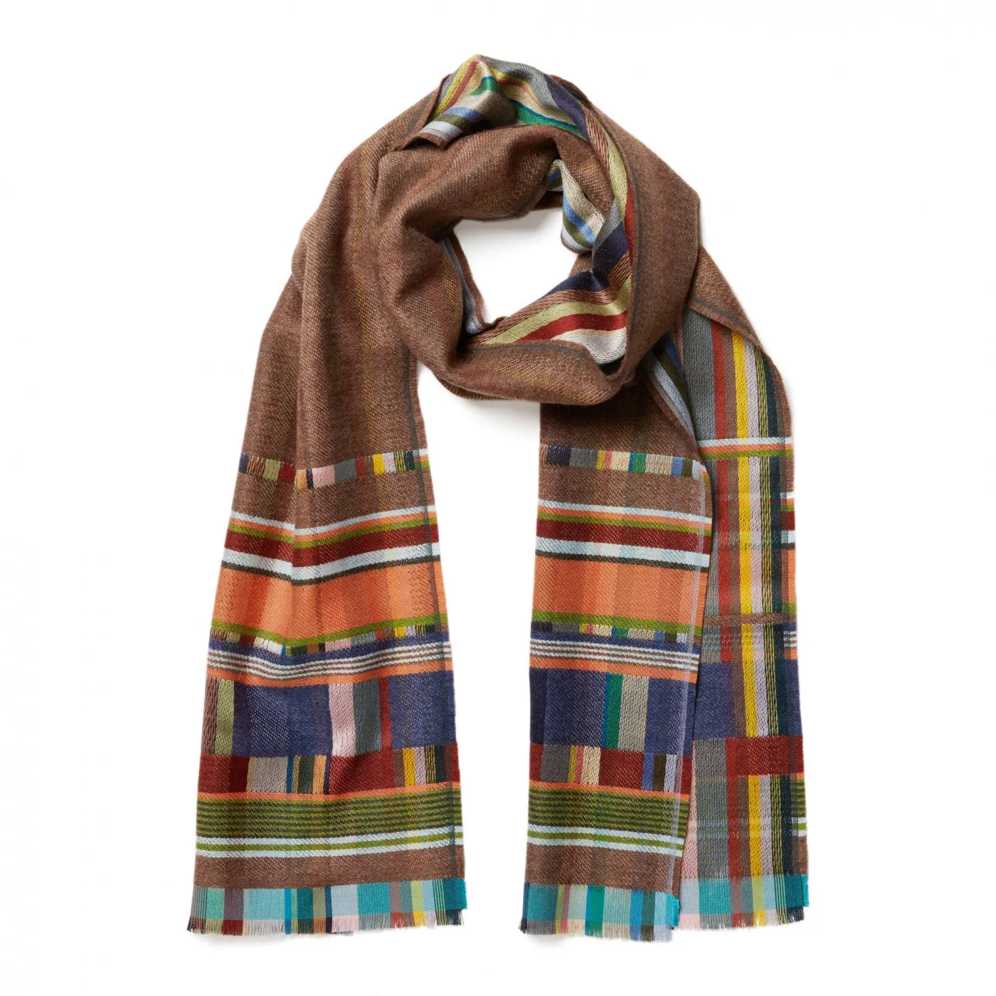 Wallace Sewell Silk and Lambswool scarves - Fritton - Mallard BROWN