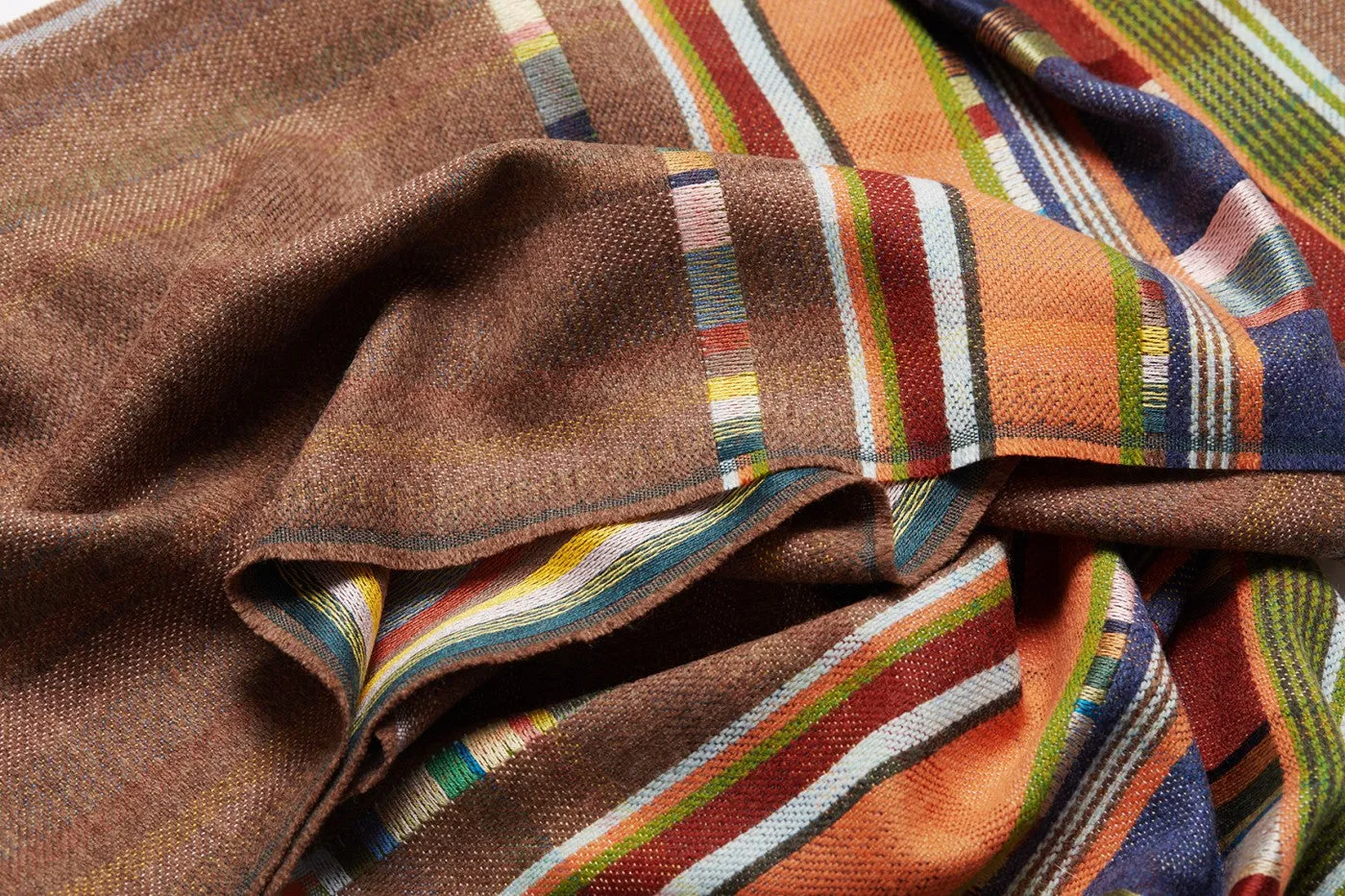 Wallace Sewell Silk and Lambswool scarves - Fritton - Mallard BROWN