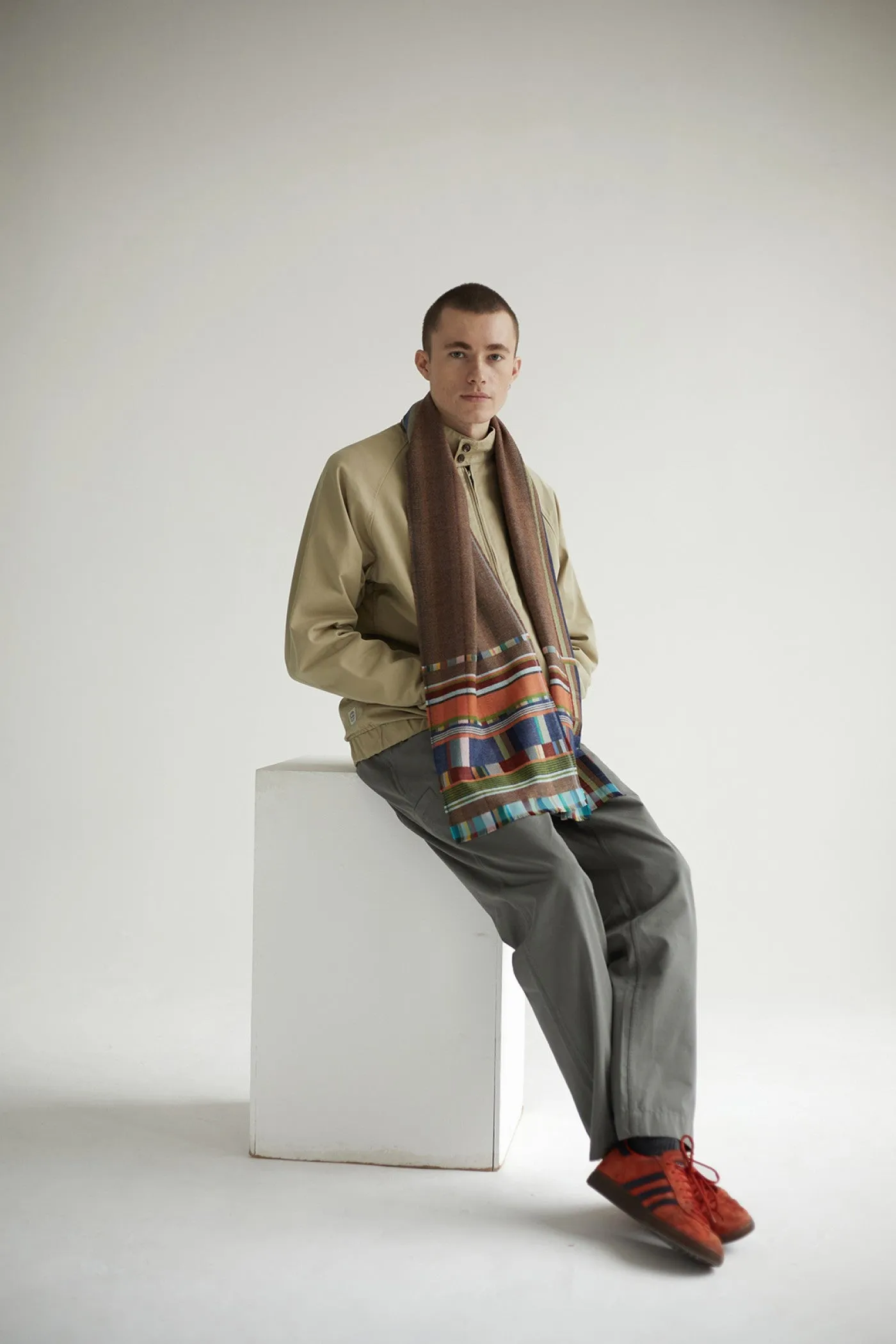 Wallace Sewell Silk and Lambswool scarves - Fritton - Mallard BROWN