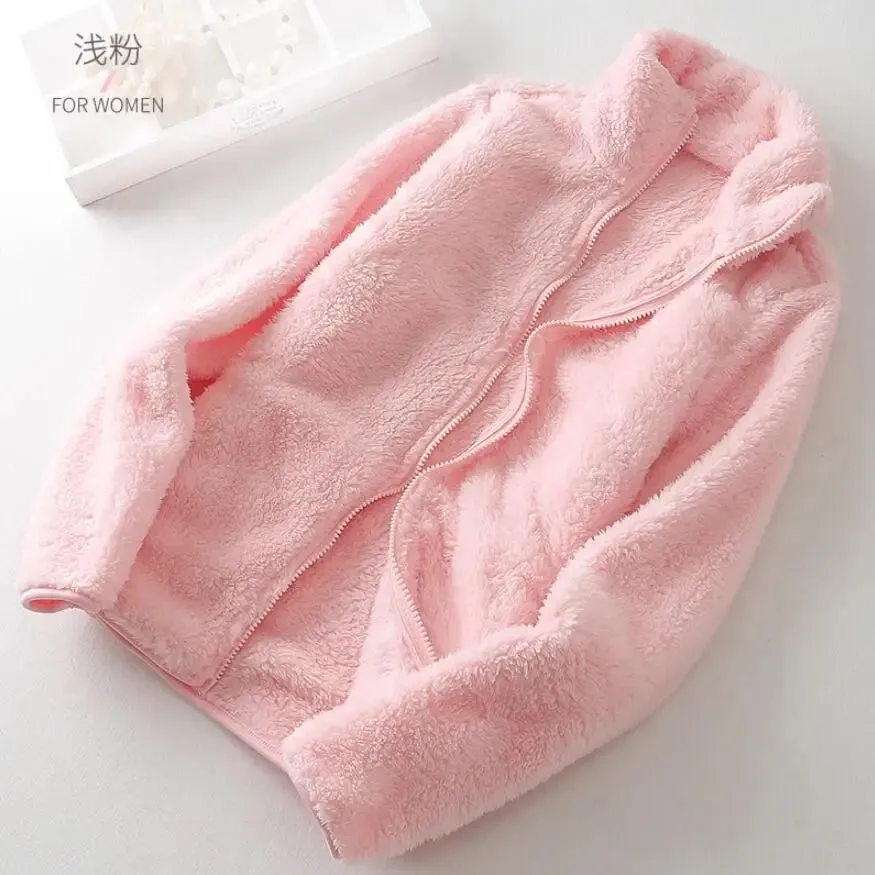 Women's Fleece Coat Winter Warm Thicken Jacket Two-Sided Wear Double-Sided Velvet Coral Fleece Coats Polar Fleece Jackets