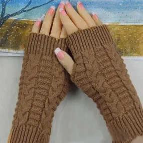 Women's Knitted Fingerless Mid-Arm Mittens