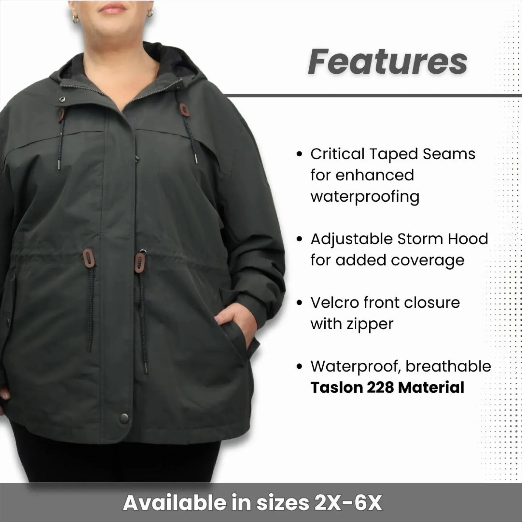 Women’s Plus Size Manchester Waterproof 2X-6X Rain Jacket