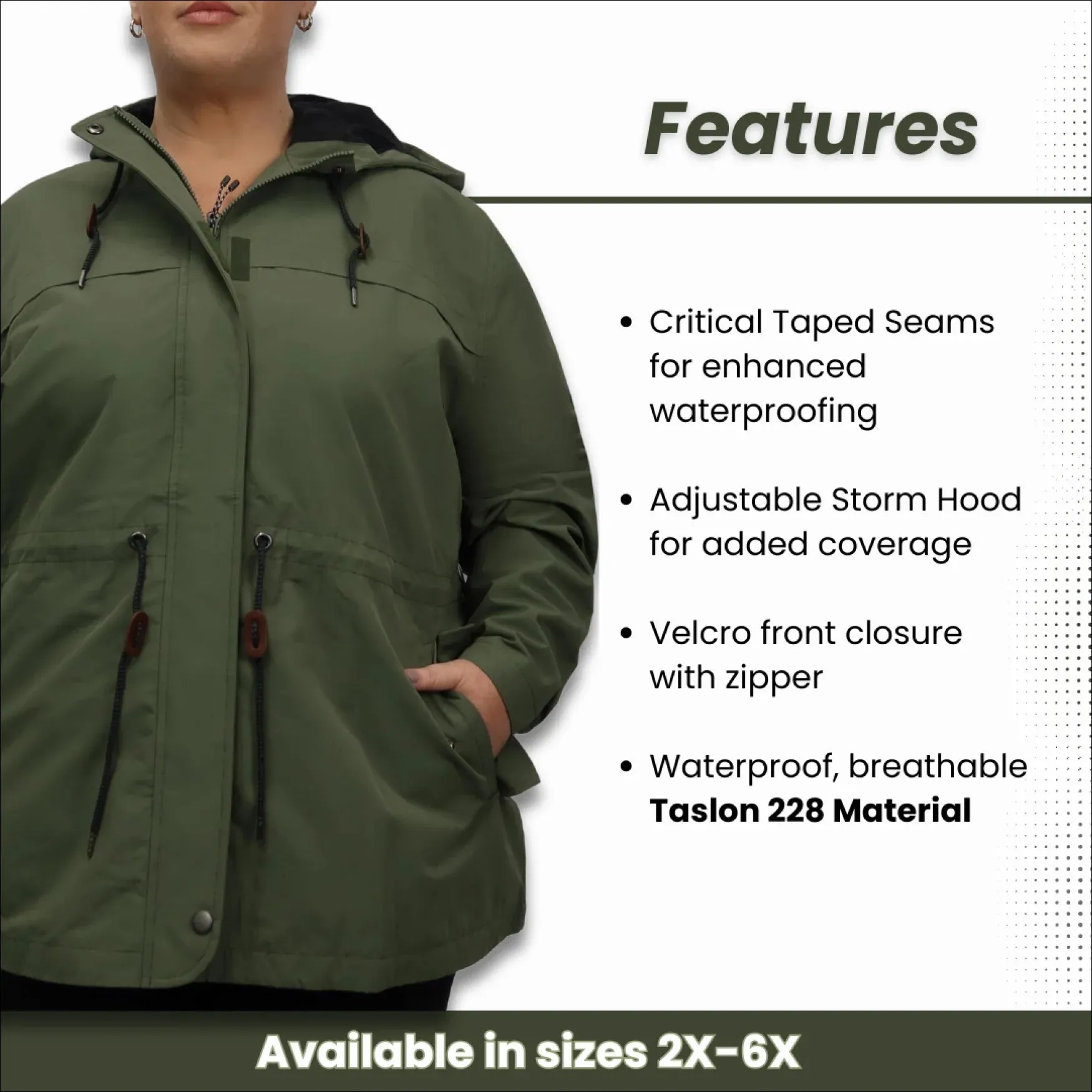 Women’s Plus Size Manchester Waterproof 2X-6X Rain Jacket