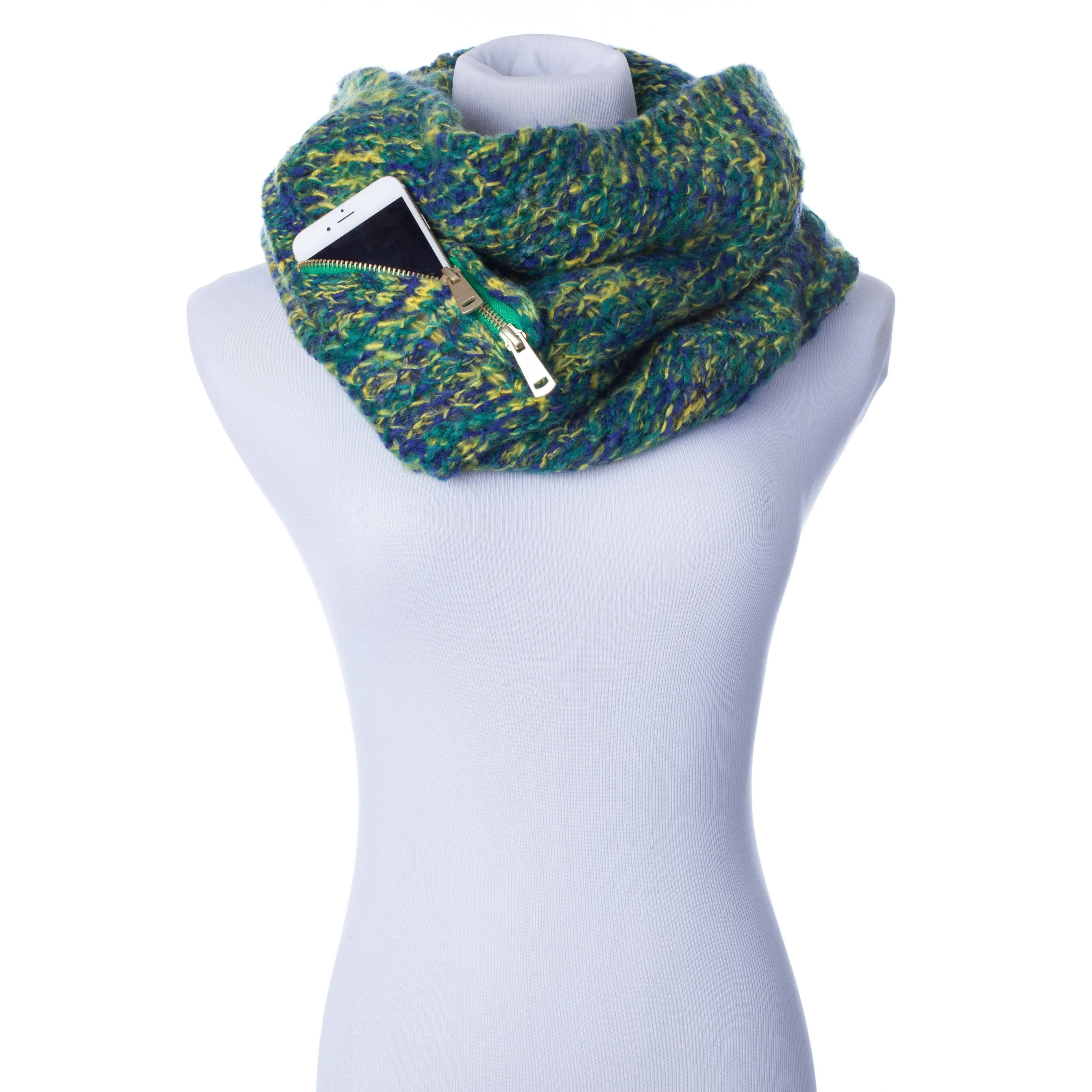 Womens Scarf Infinity Cuff With Zip Pocket