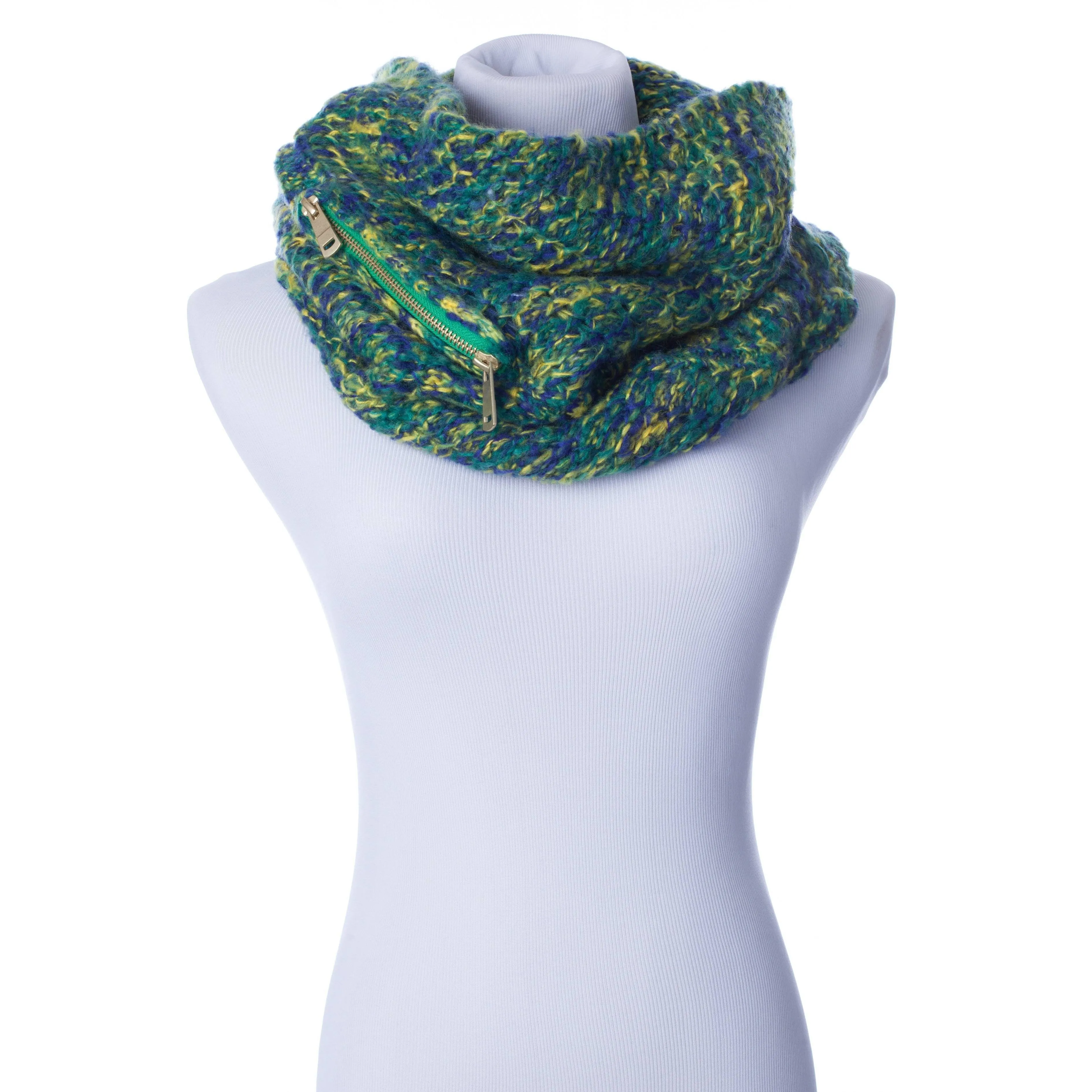 Womens Scarf Infinity Cuff With Zip Pocket