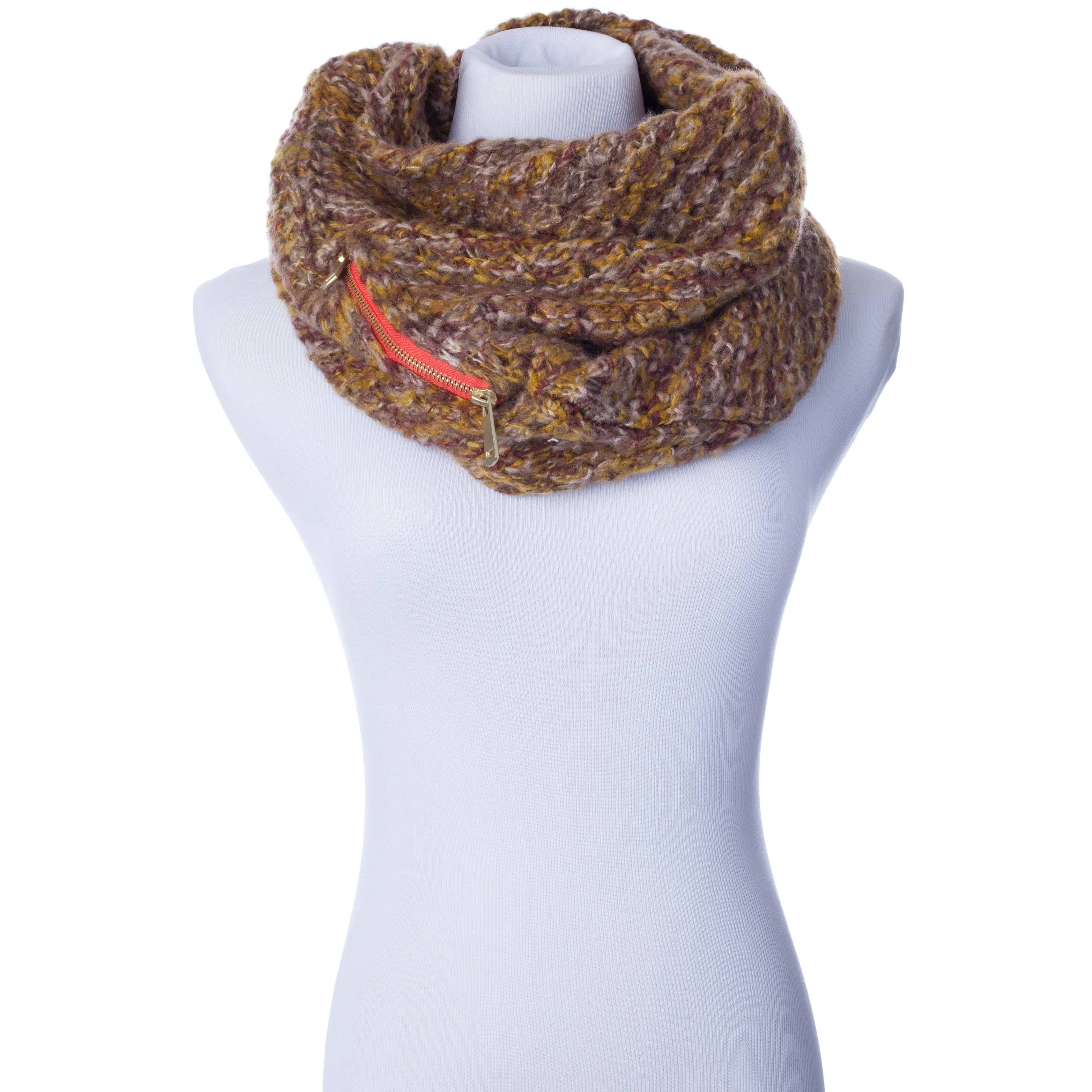 Womens Scarf Infinity Cuff With Zip Pocket