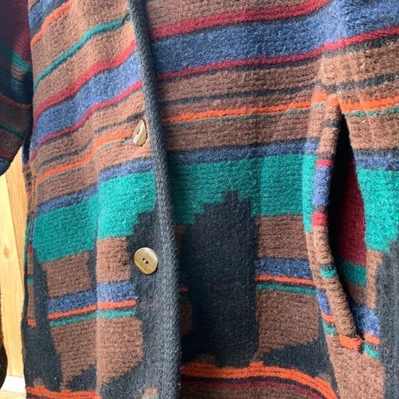 WOOLRICH Vintage Wool Aztec Western Boots Button Down Winter Coat Jacket