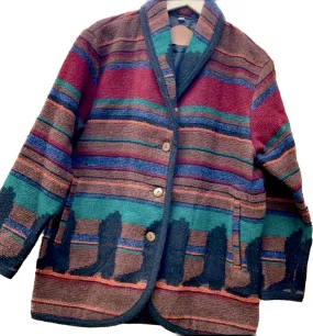 WOOLRICH Vintage Wool Aztec Western Boots Button Down Winter Coat Jacket