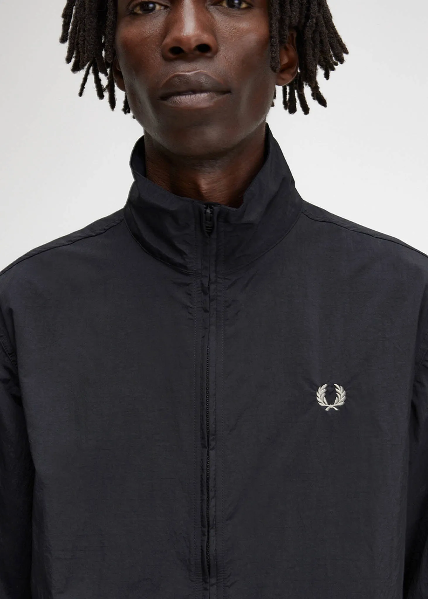 Woven track jacket - black