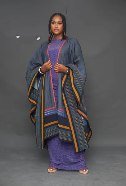 Yagana Denim and Aso oke cape