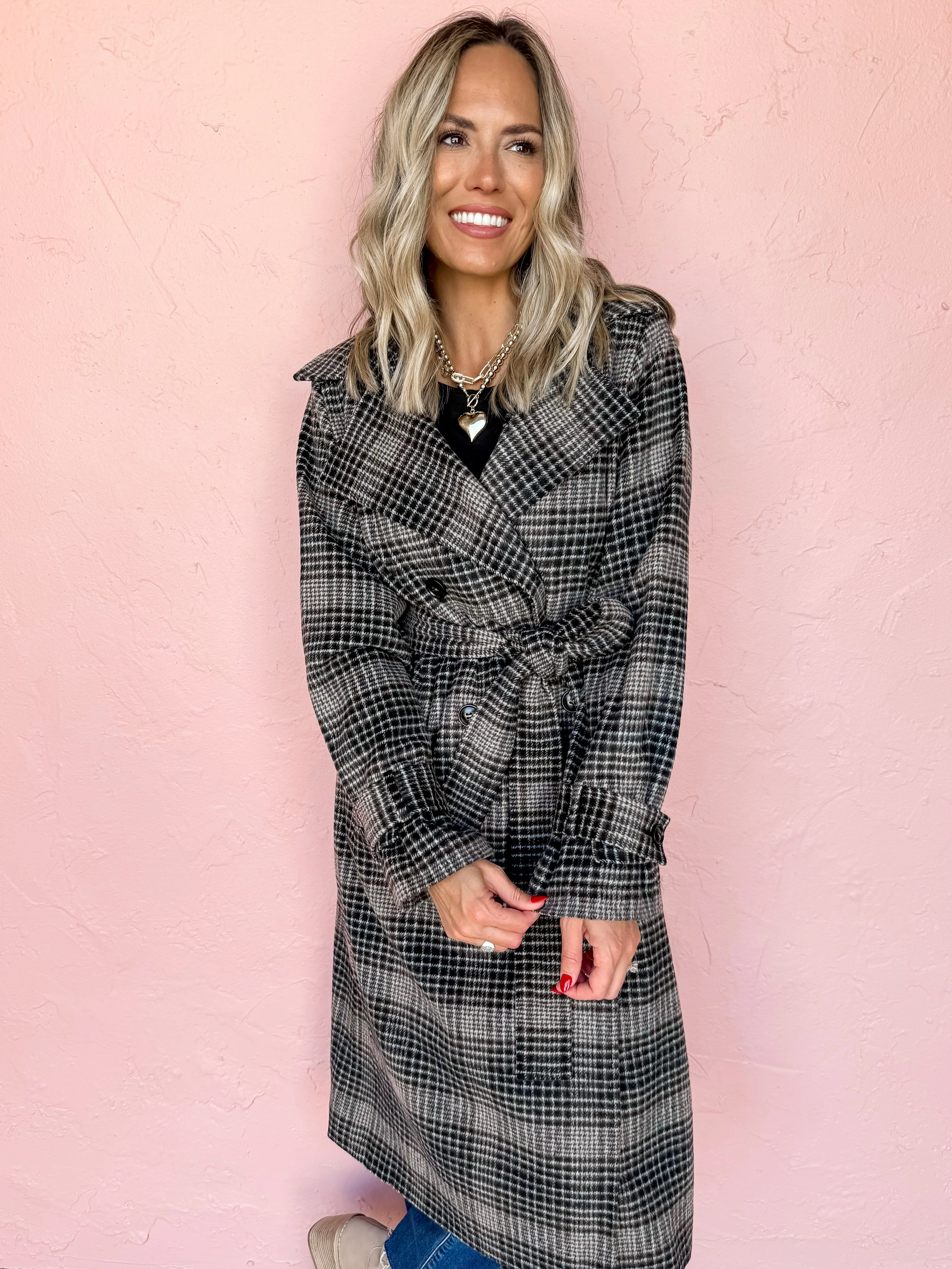 [Z Supply] Jackie Plaid Trench Coat-Latte