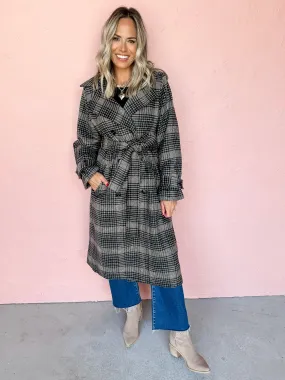 [Z Supply] Jackie Plaid Trench Coat-Latte