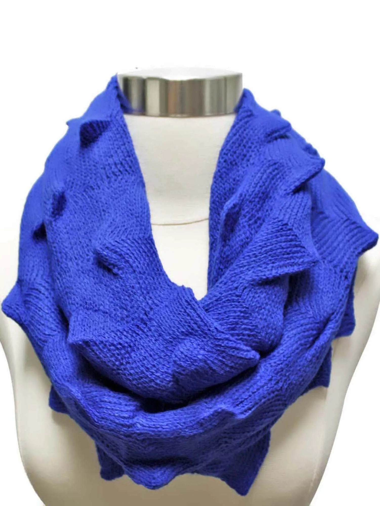 Zigzag Knit Circle Loop Infinity Scarf